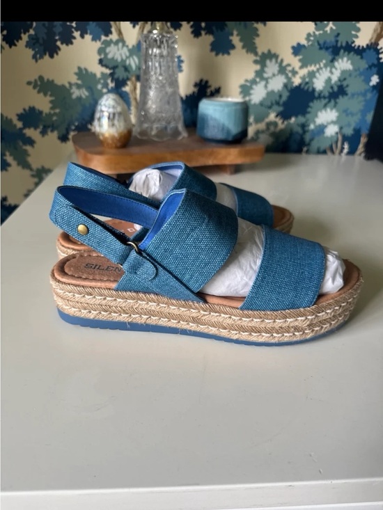 Silent D Shoes - Silent D Anthropologie Alek Platform Espadrille Sandals Denim Blue 
sz 41/10.5